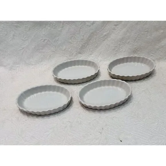 BonJour 4-oz Creme Brulee Ramekins Set of 4 Oval Shaped White - Picture 6 of 8